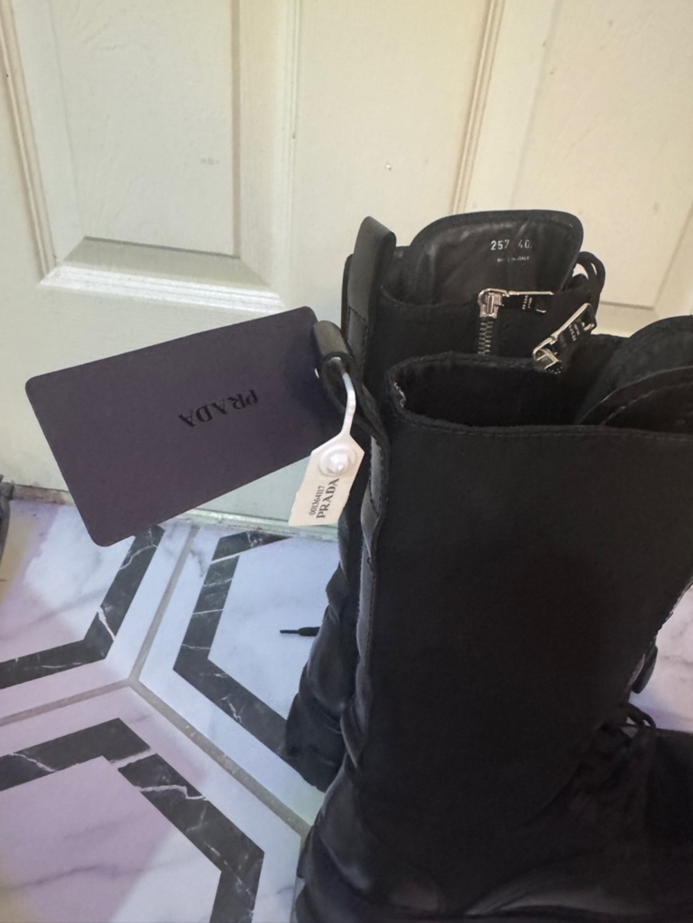 Prada NWT Chunky Black Combat Boots with Side Zipper - Picture 8 of 12